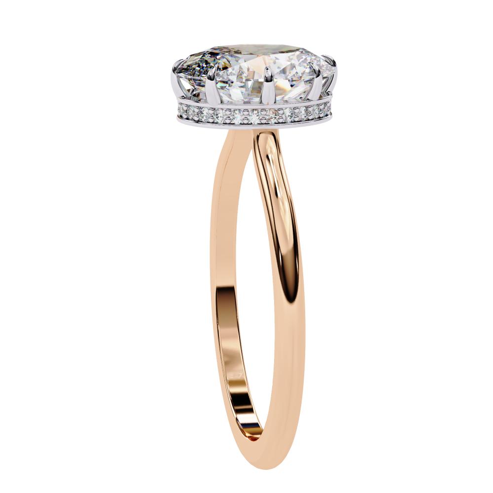 The Mindy Oval Petite Pave Hidden Halo Engagement Ring