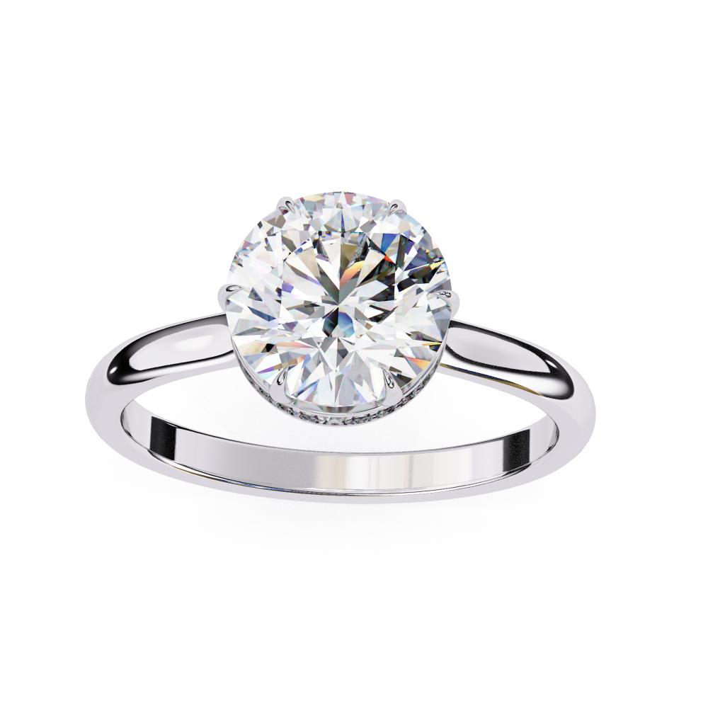 The Mindy Petite Pave Round Hidden Halo Engagement Ring