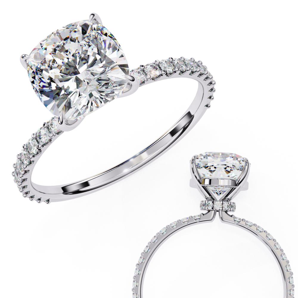 The Erica Cushion Mystic Secret Halo Engagement Ring