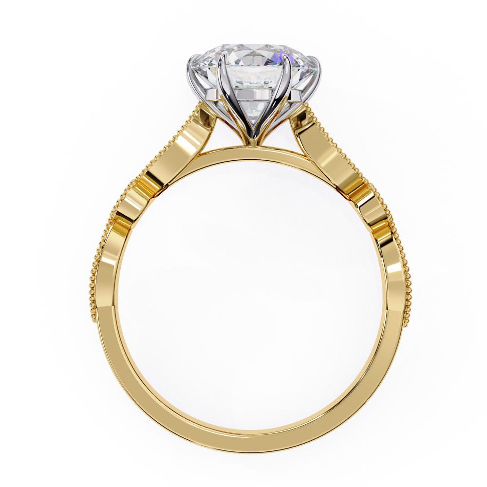 The Elizabeth Round Cathedral with Milgrain Band Engagement Ring