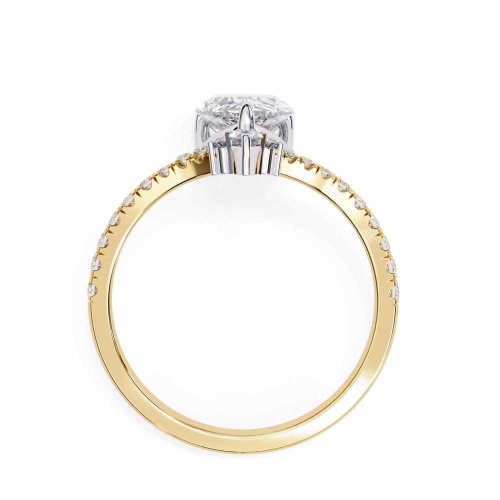 The Alyssa Pear Vintage Curved Band Engagement Ring