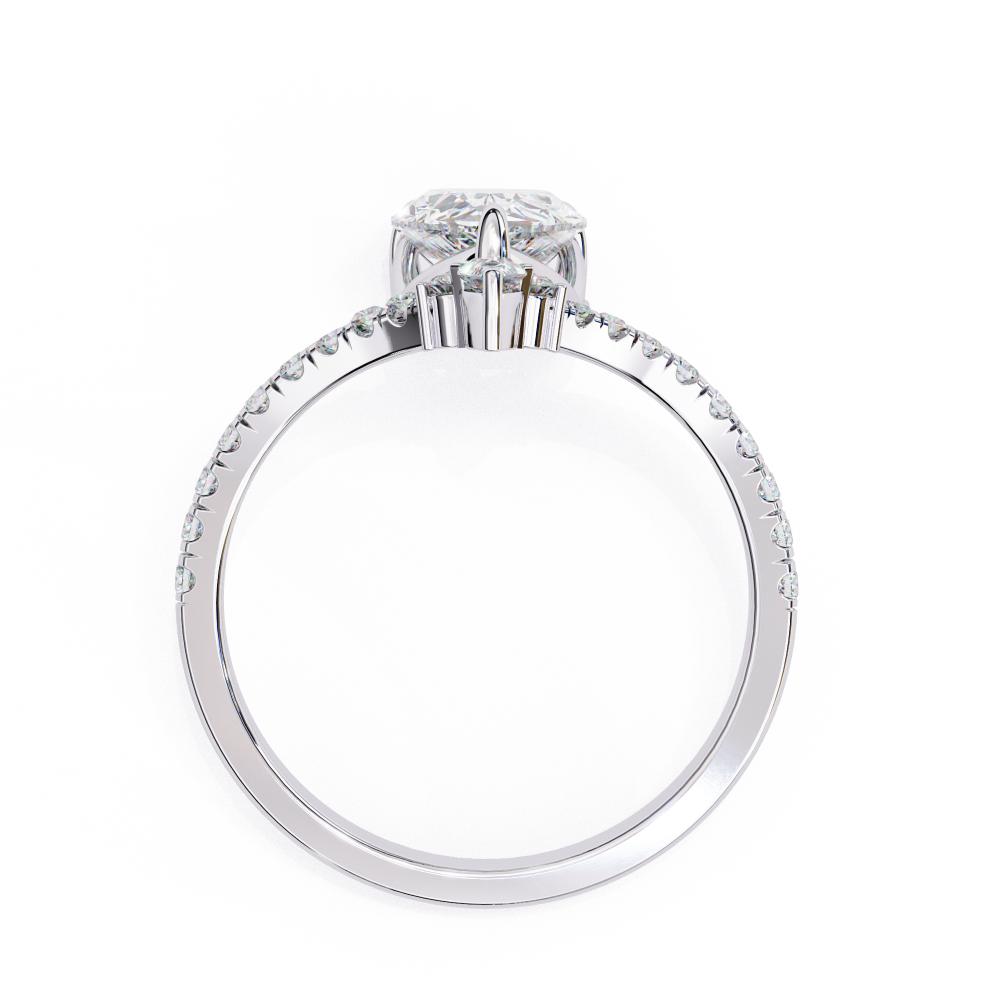 The Alyssa Pear Vintage Curved Band Engagement Ring