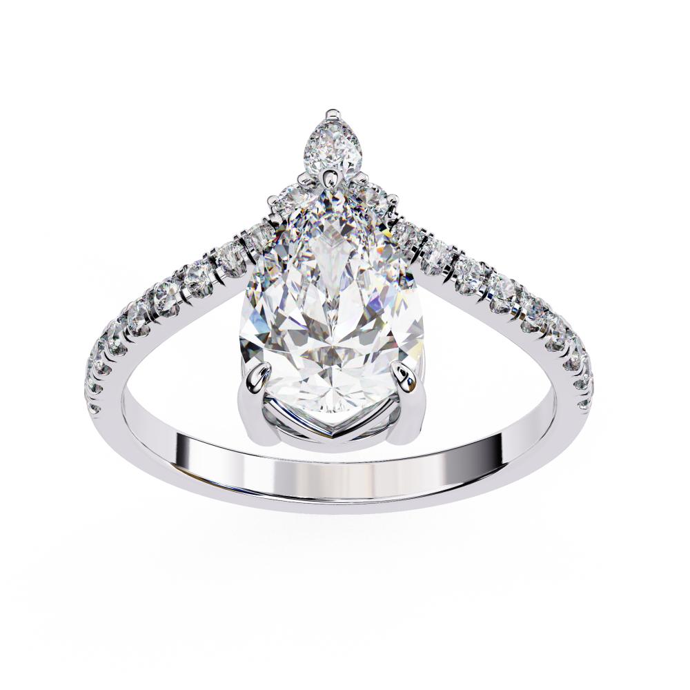 The Alyssa Pear Vintage Curved Band Engagement Ring