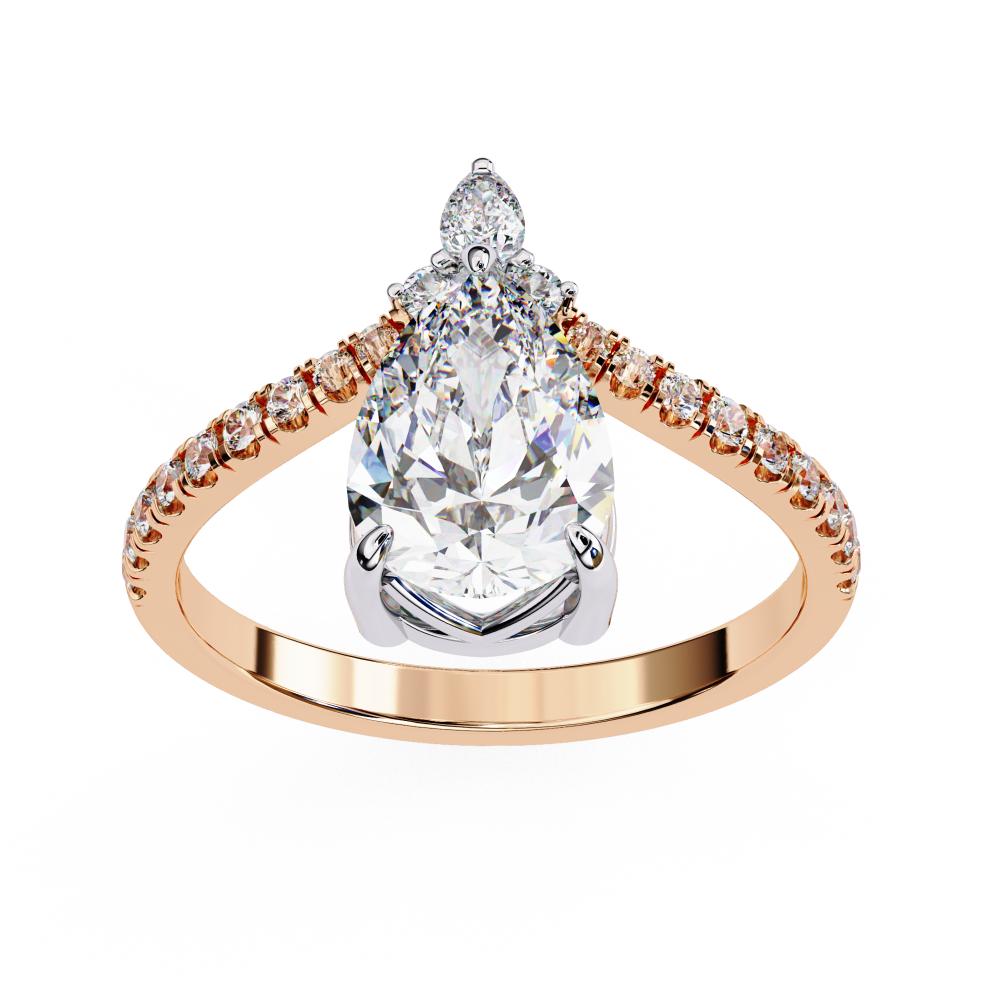 The Alyssa Pear Vintage Curved Band Engagement Ring