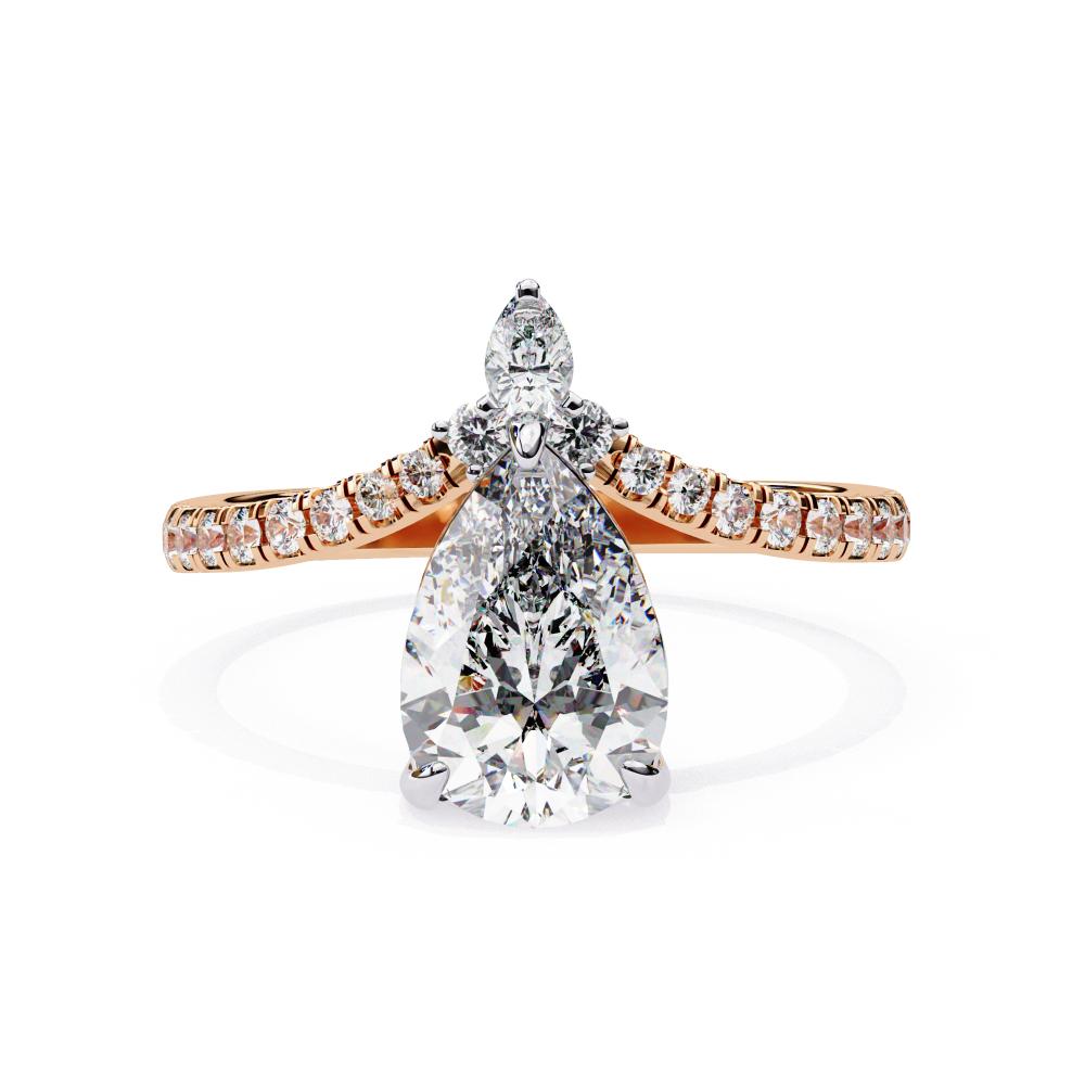 The Alyssa Pear Vintage Curved Band Engagement Ring