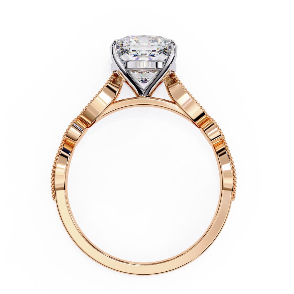 The Elizabeth Cushion Cathedral with Milgrain Band Engagement Ring