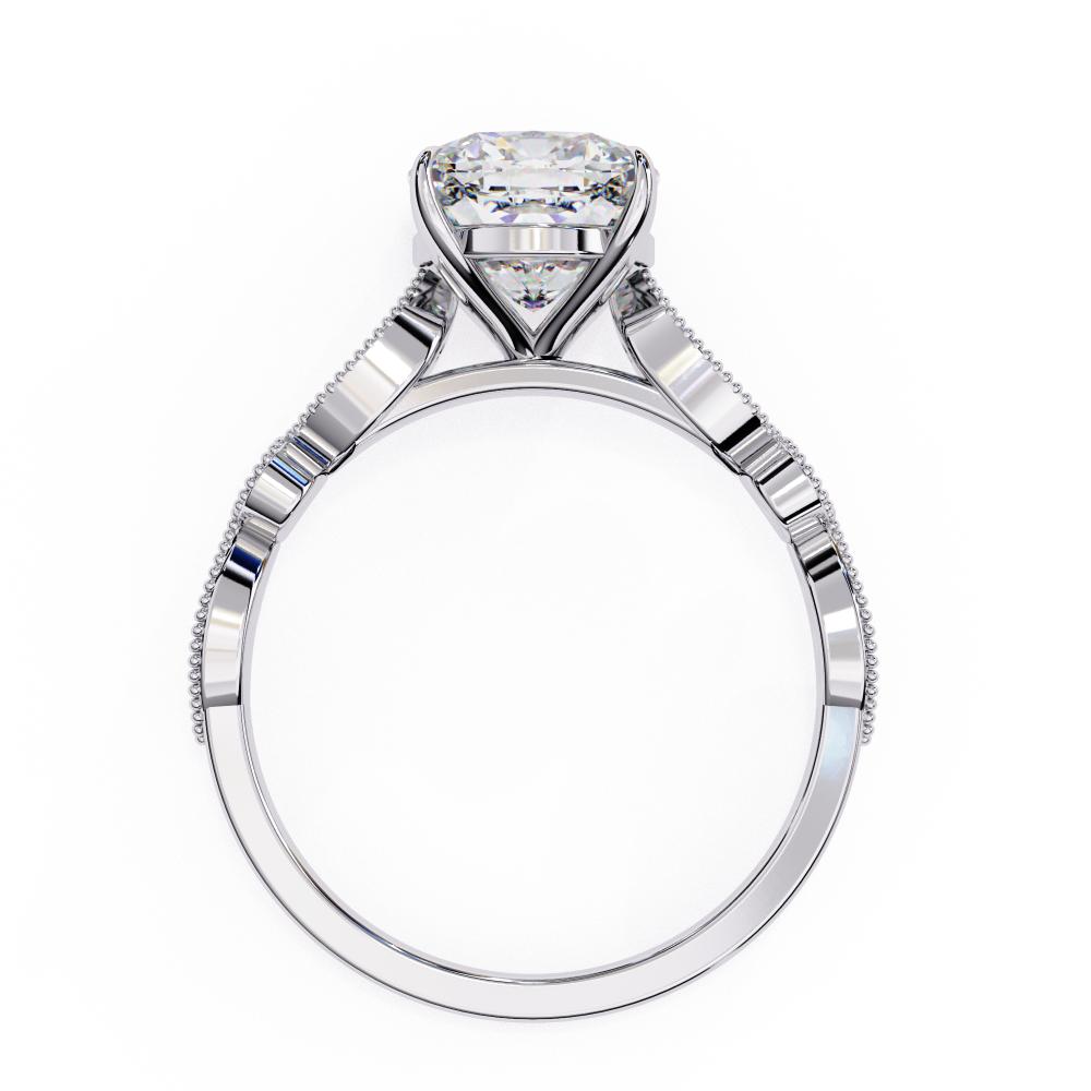 The Elizabeth Cushion Cathedral with Milgrain Band Engagement Ring