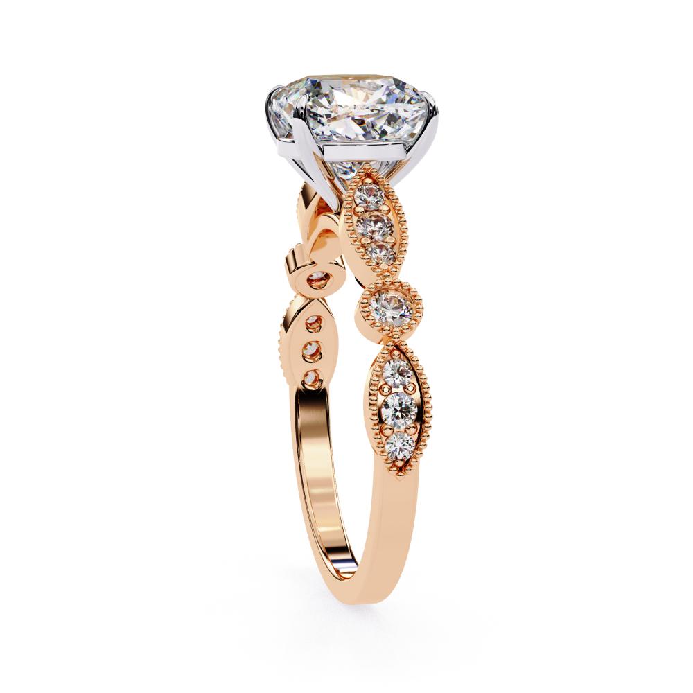 The Elizabeth Cushion Cathedral with Milgrain Band Engagement Ring