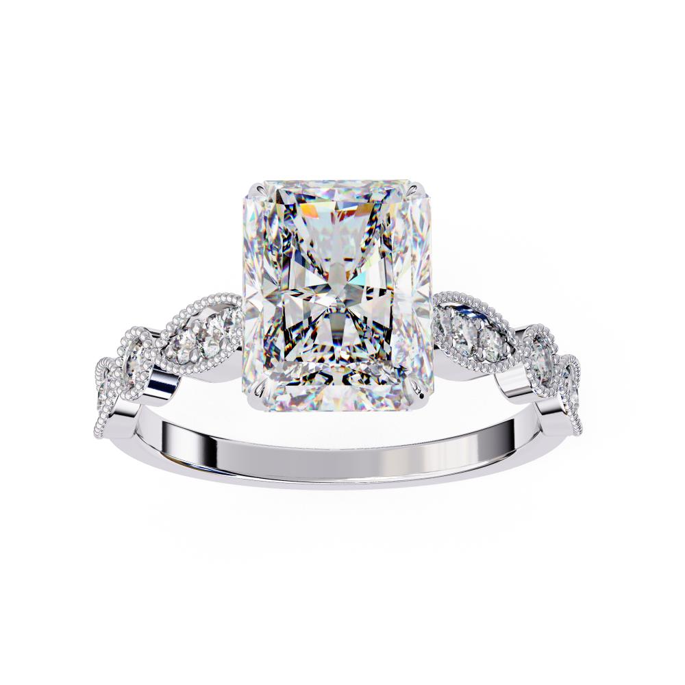 The Elizabeth Radiant Cathedral with Milgrain Band Engagement Ring