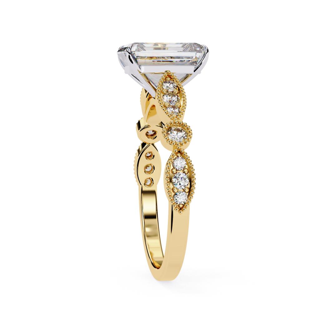 The Elizabeth Radiant Cathedral with Milgrain Band Engagement Ring