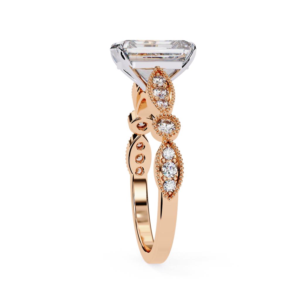 The Elizabeth Radiant Cathedral with Milgrain Band Engagement Ring