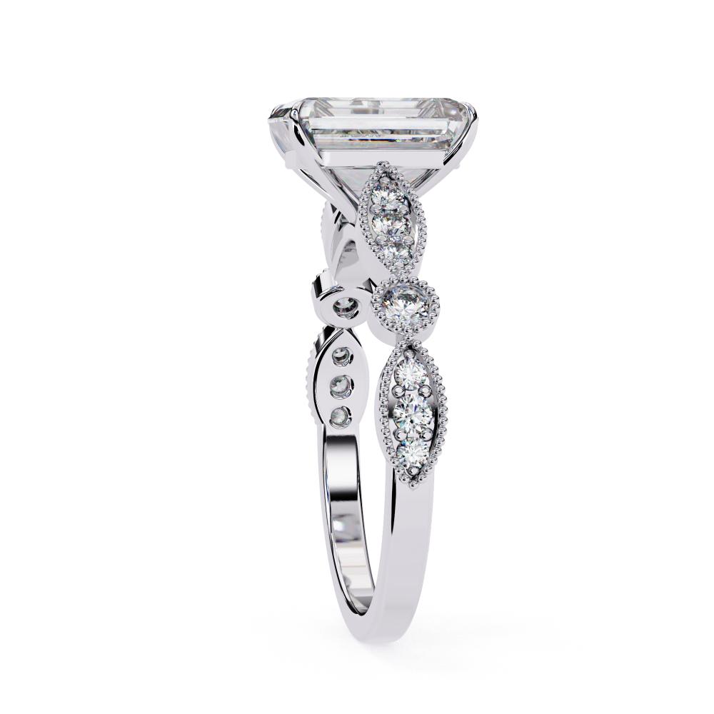 The Elizabeth Radiant Cathedral with Milgrain Band Engagement Ring
