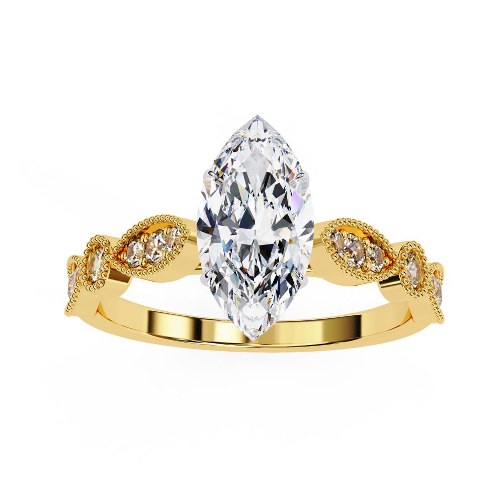 The Elizabeth Marquise Cathedral With Milgrain Band Engagement Ring