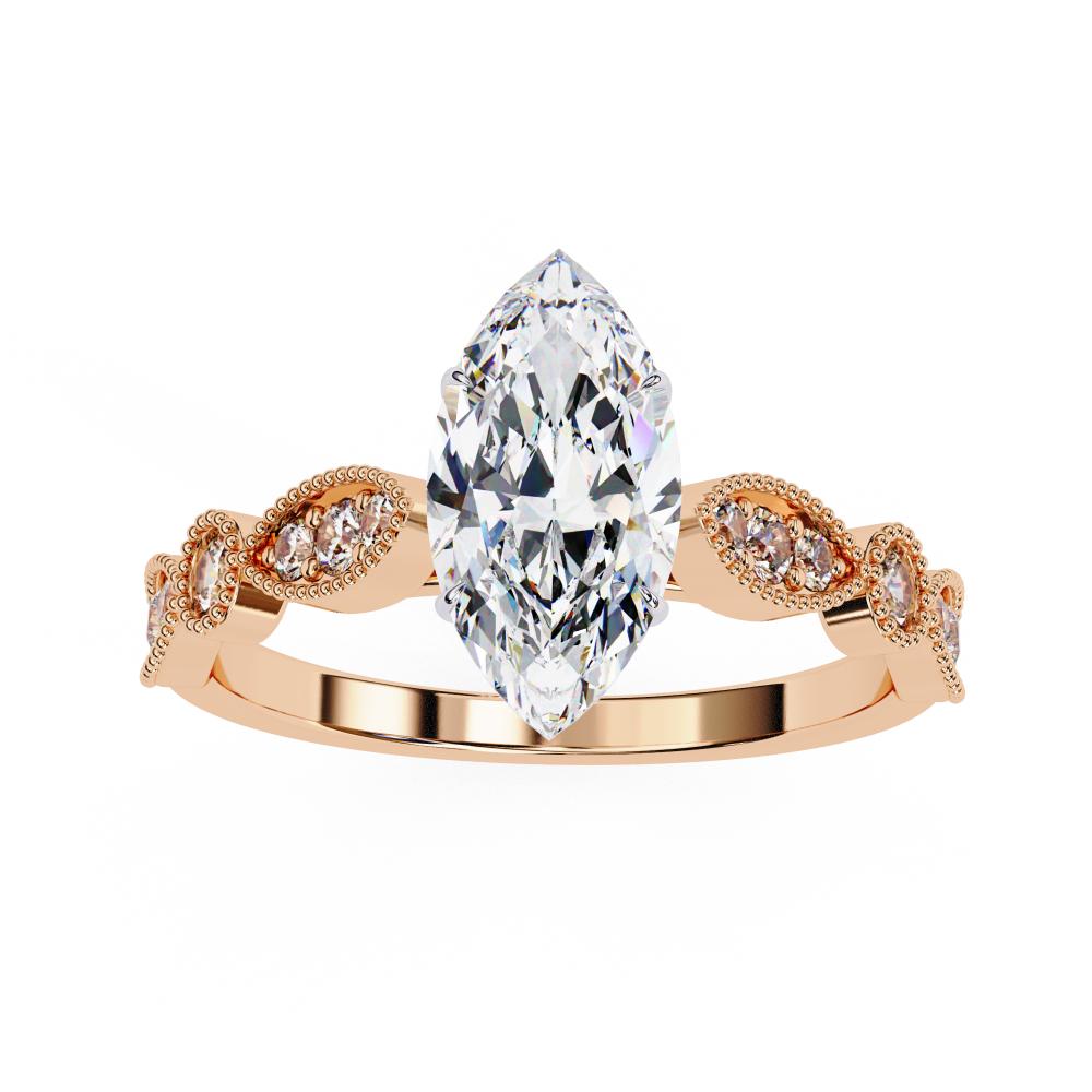 The Elizabeth Marquise Cathedral With Milgrain Band Engagement Ring