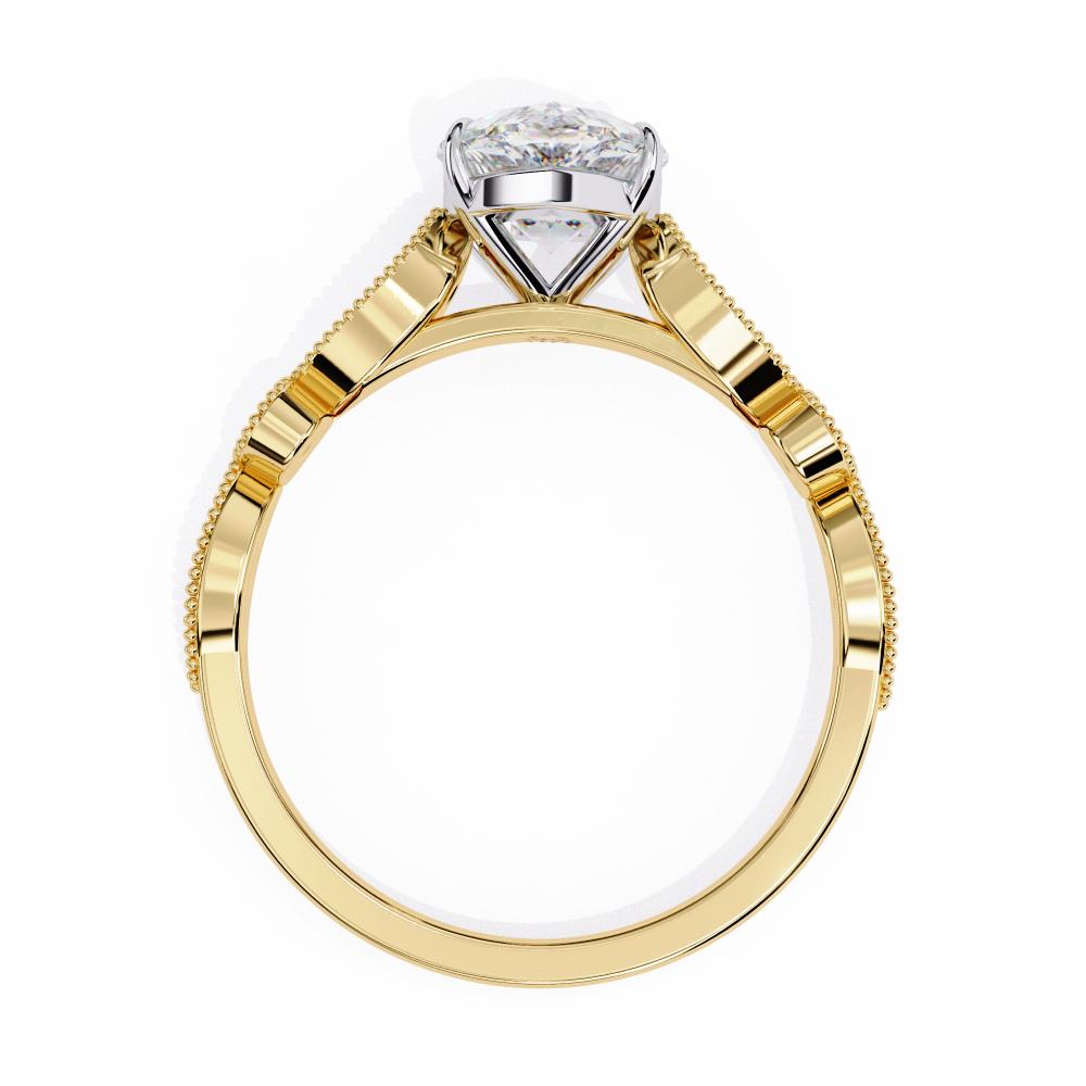 The Elizabeth Oval Cathedral with Milgrain Band Engagement Ring