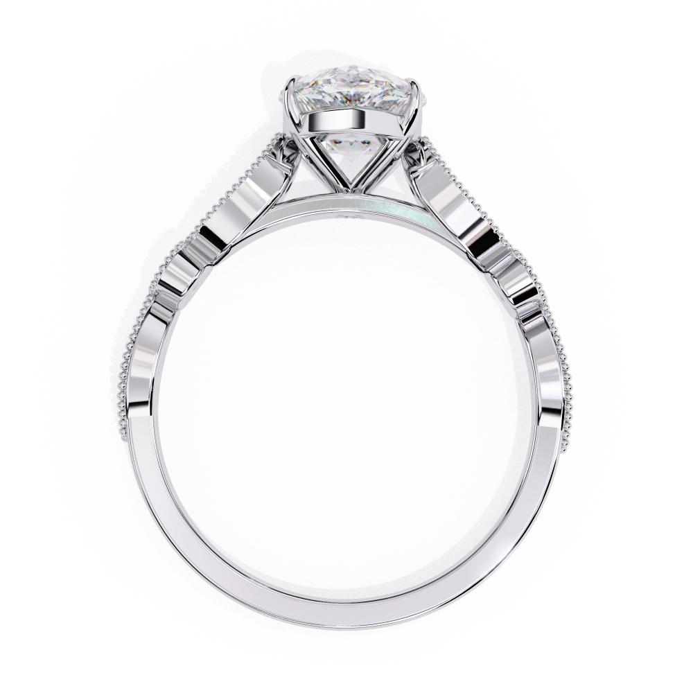 The Elizabeth Oval Cathedral with Milgrain Band Engagement Ring