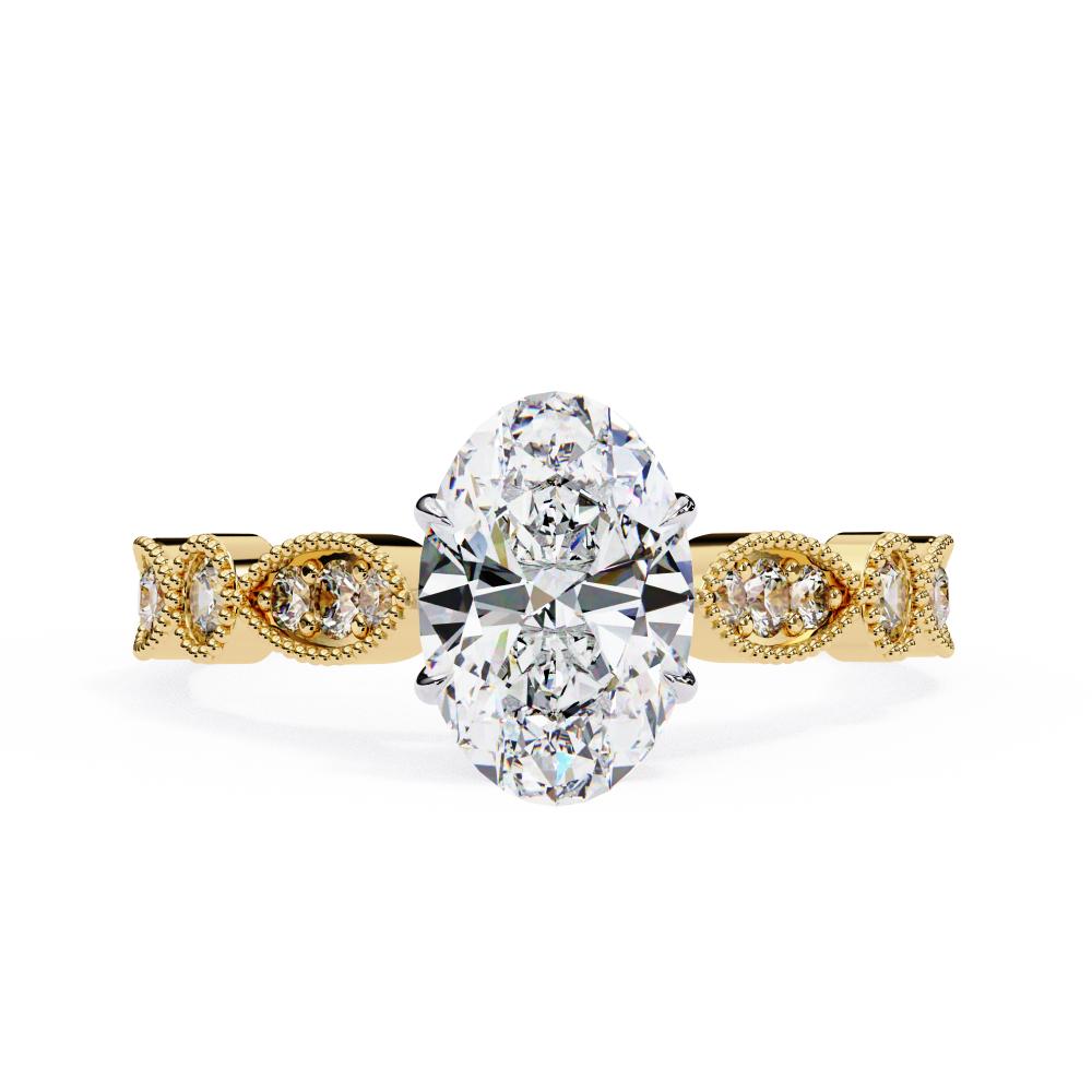 The Elizabeth Oval Cathedral with Milgrain Band Engagement Ring