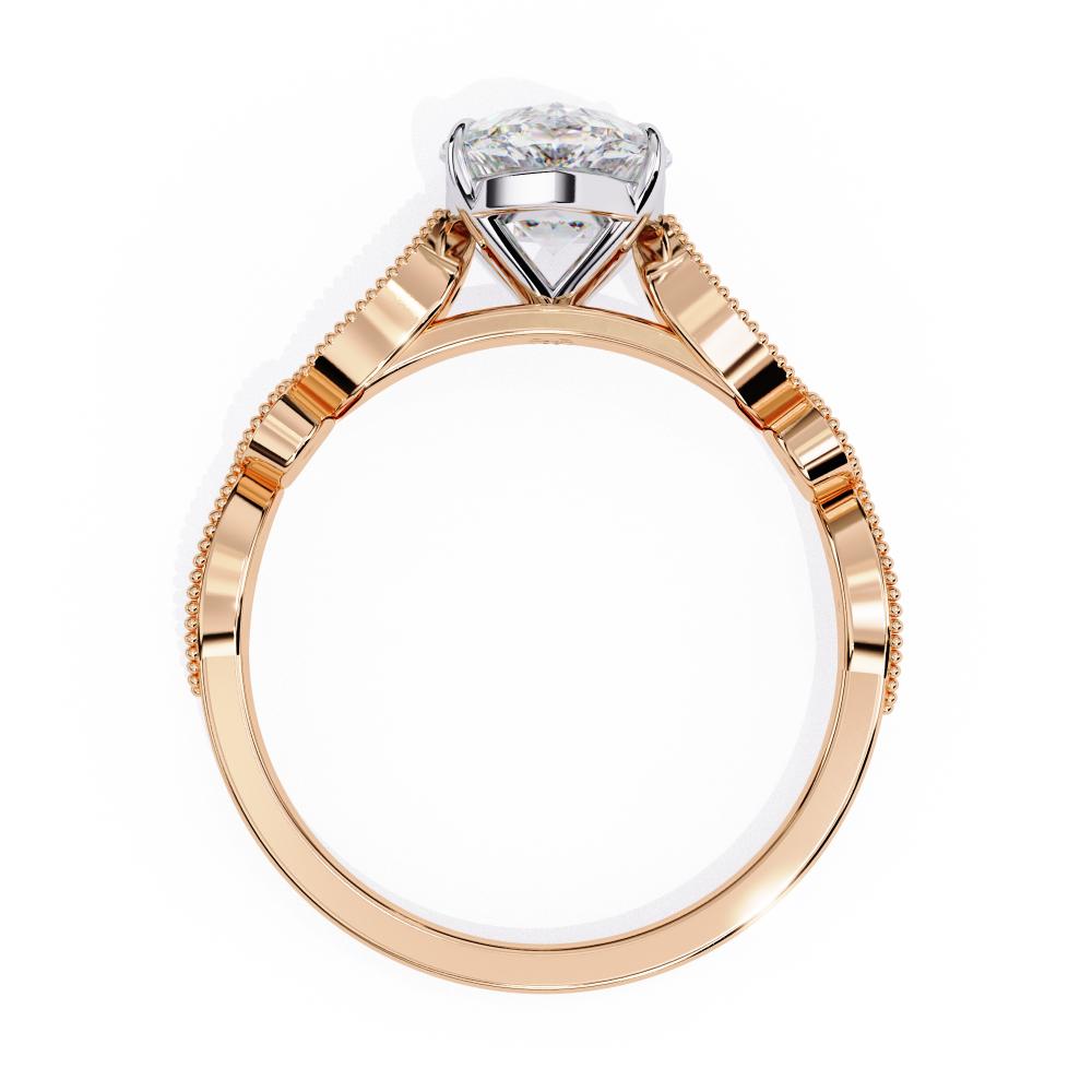 The Elizabeth Pear Cathedral with Milgrain Band Engagement Ring