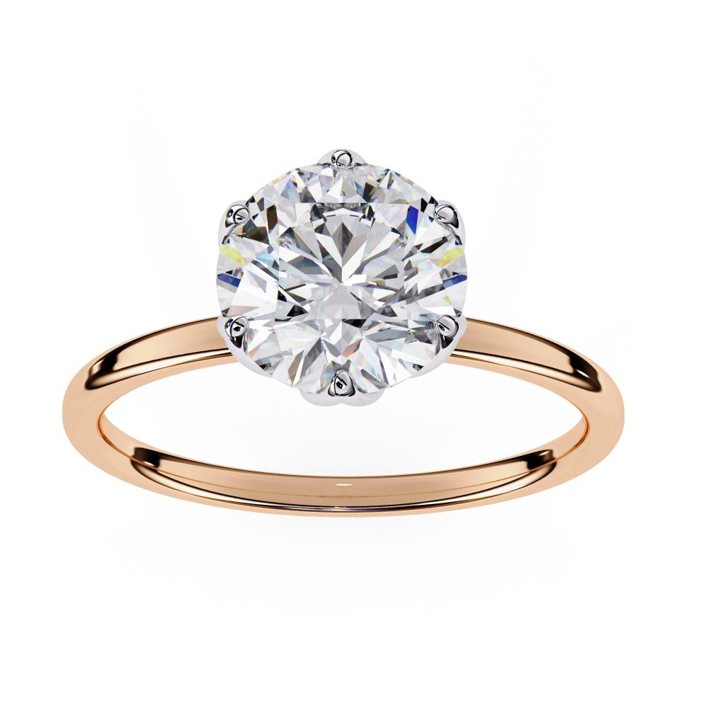 The Laura Round Solitaire with Flower Prong Engagement ring