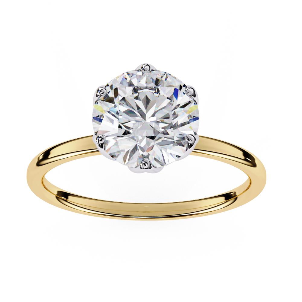 The Laura Round Solitaire with Flower Prong Engagement ring