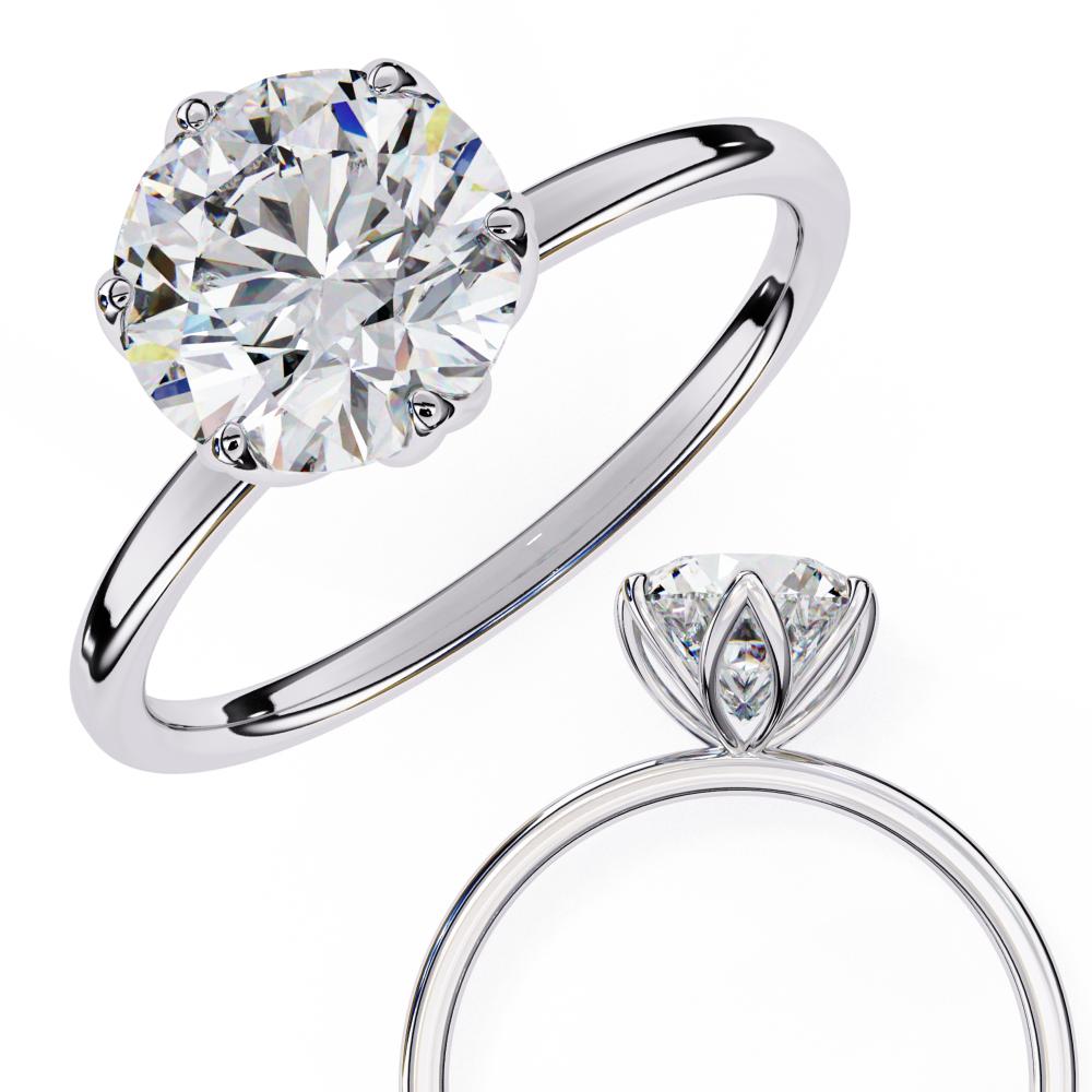 The Laura Round Solitaire with Flower Prong Engagement ring