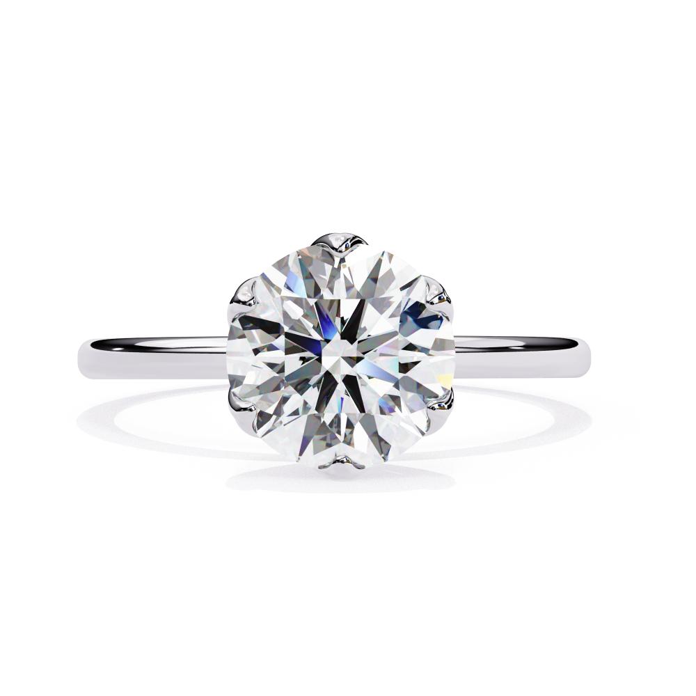 The Laura Round Solitaire with Flower Prong Engagement ring