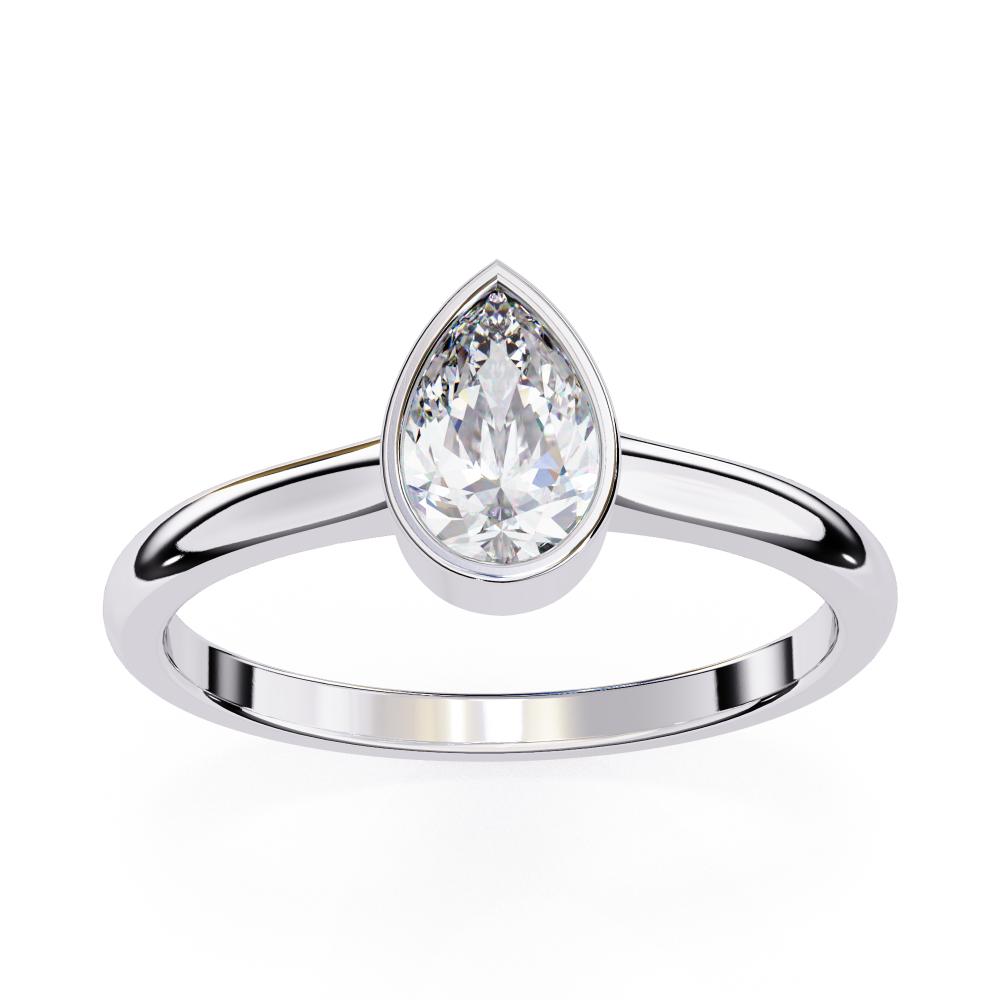 The Abile Pear Solitaire Bezel Set Engagement Ring