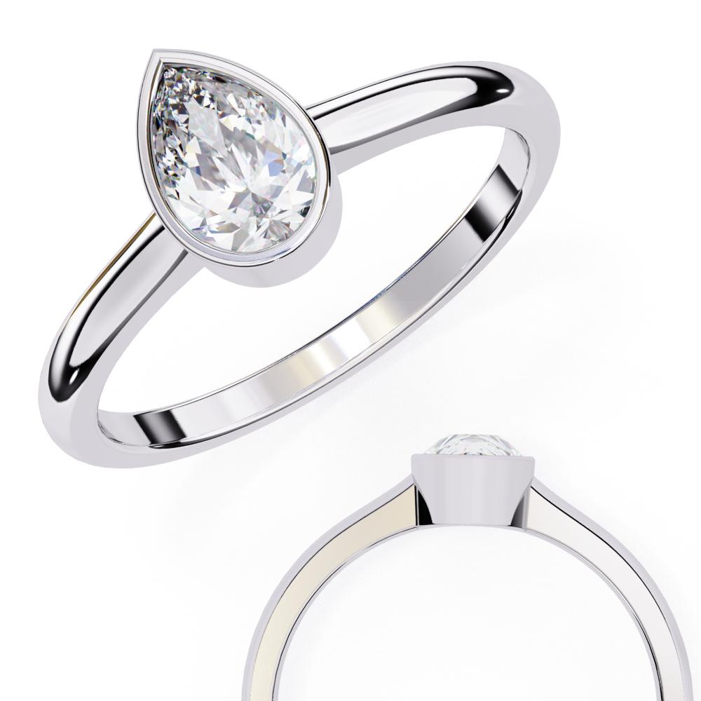 The Abile Pear Solitaire Bezel Set Engagement Ring