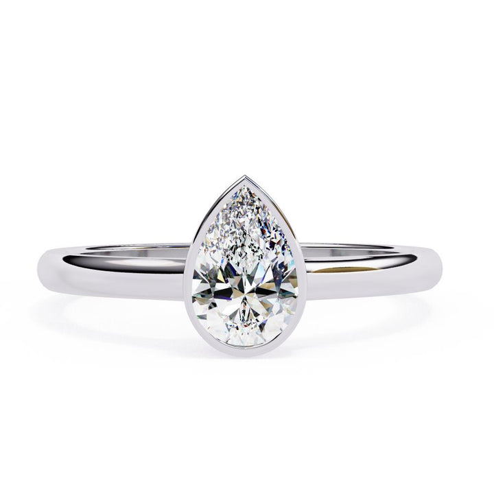 The Abile Pear Solitaire Bezel Set Engagement Ring