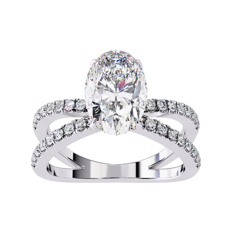 The Tory Oval Hidden Halo With Split Shank Engagement Ring