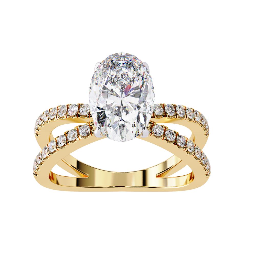 The Tory Oval Hidden Halo With Split Shank Engagement Ring