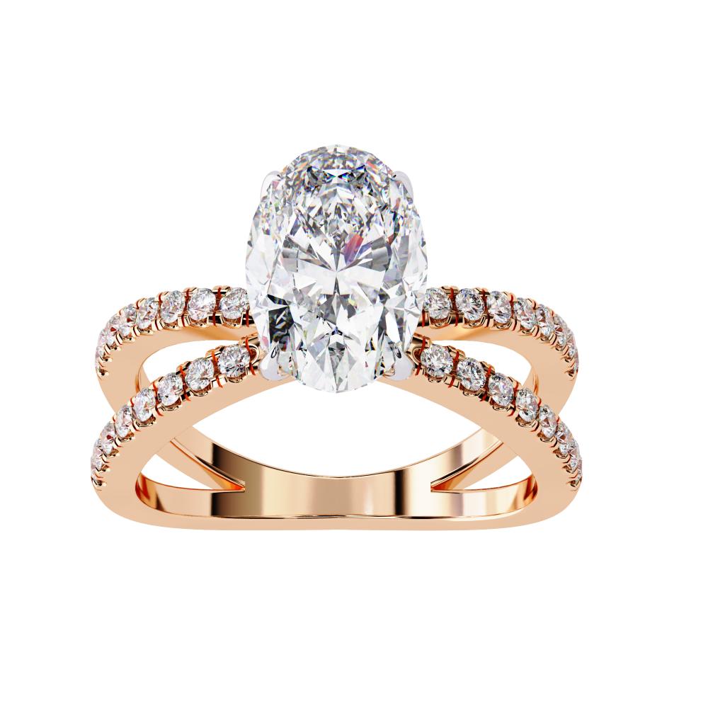 The Tory Oval Hidden Halo With Split Shank Engagement Ring