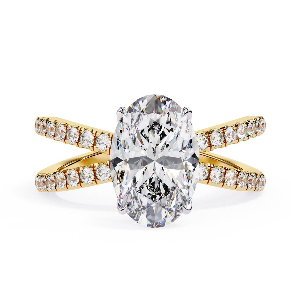 The Tory Oval Hidden Halo With Split Shank Engagement Ring