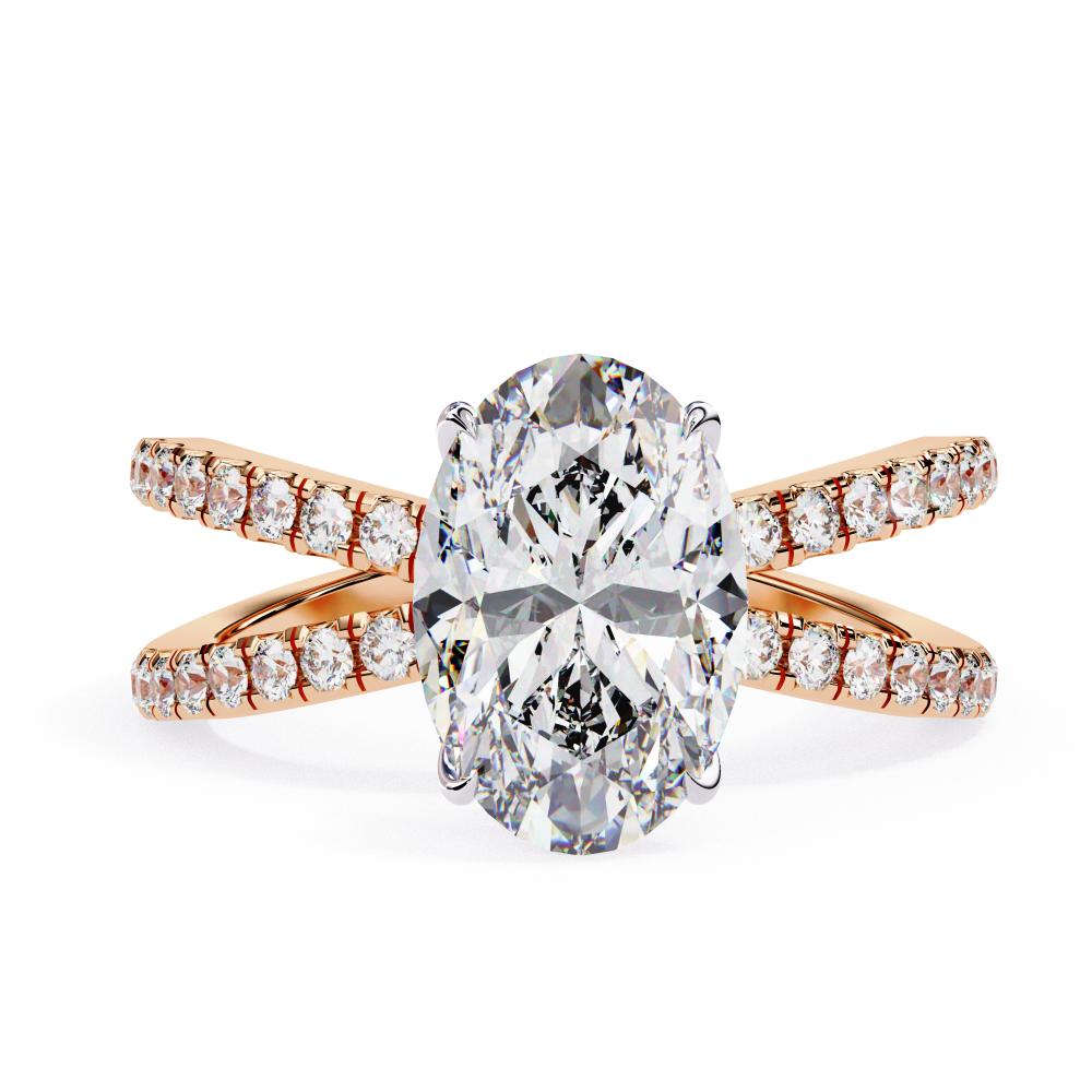 The Tory Oval Hidden Halo With Split Shank Engagement Ring