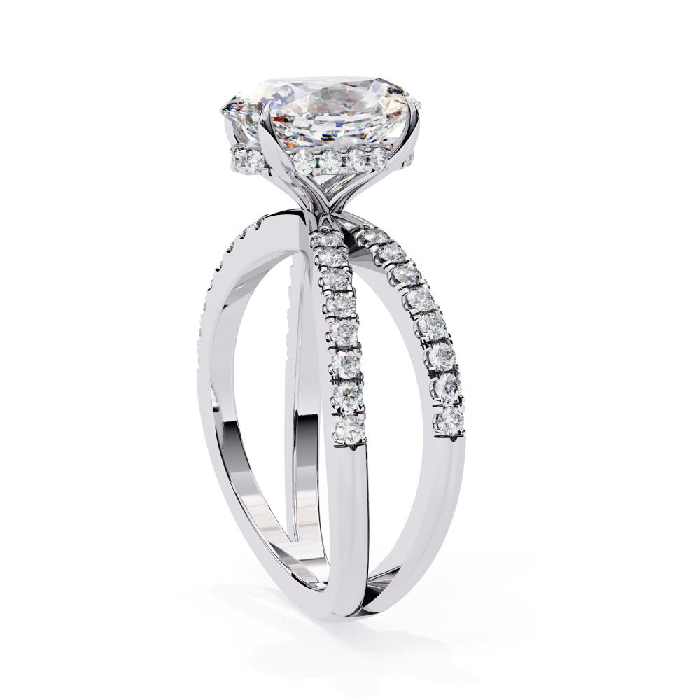 The Tory Oval Hidden Halo With Split Shank Engagement Ring