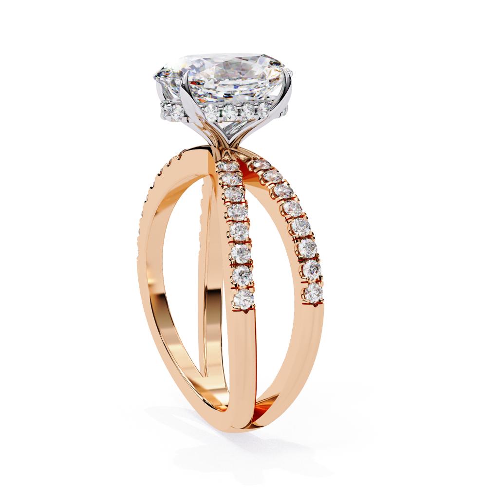 The Tory Oval Hidden Halo With Split Shank Engagement Ring