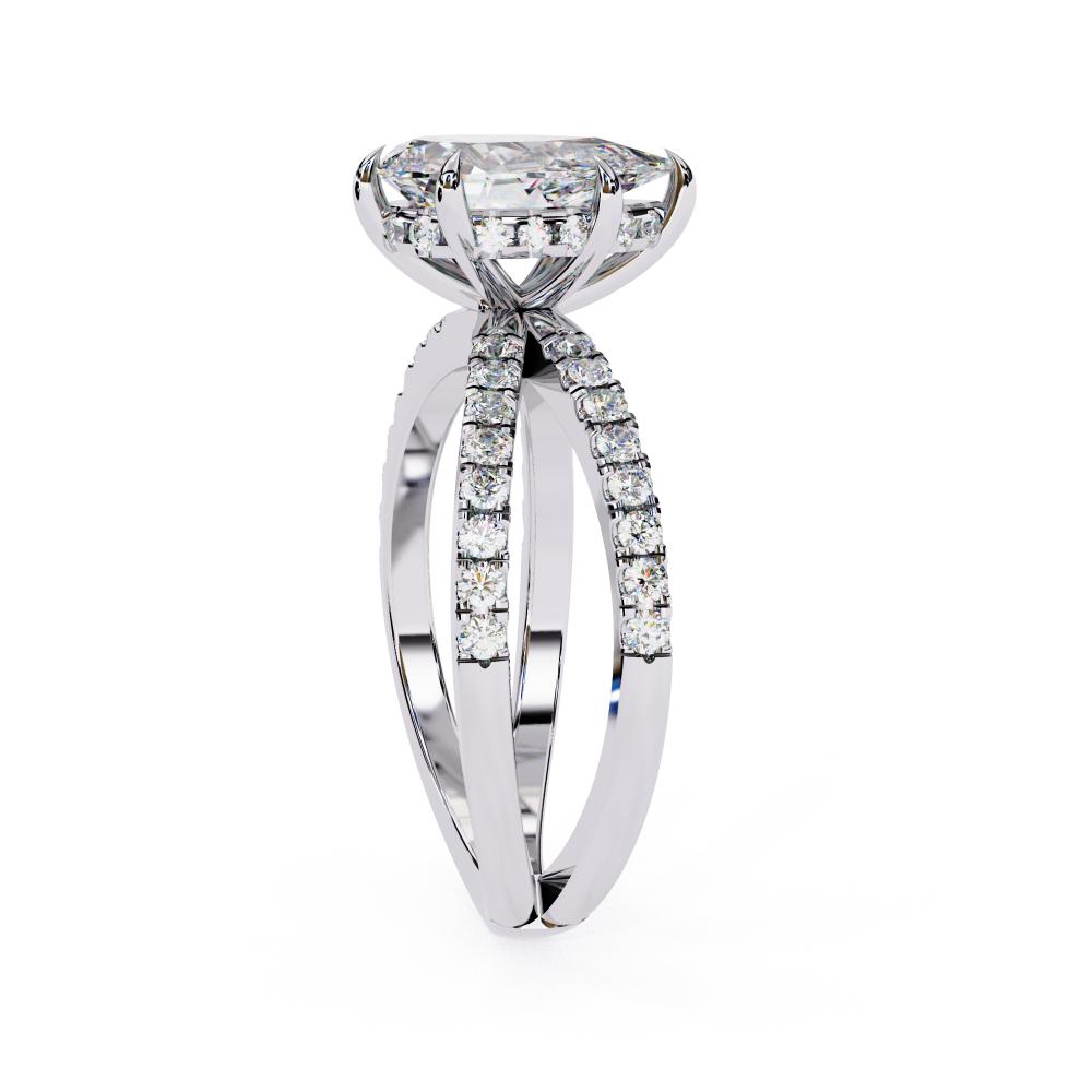 The Tory Pear Hidden Halo With Split Shank Engagement Ring