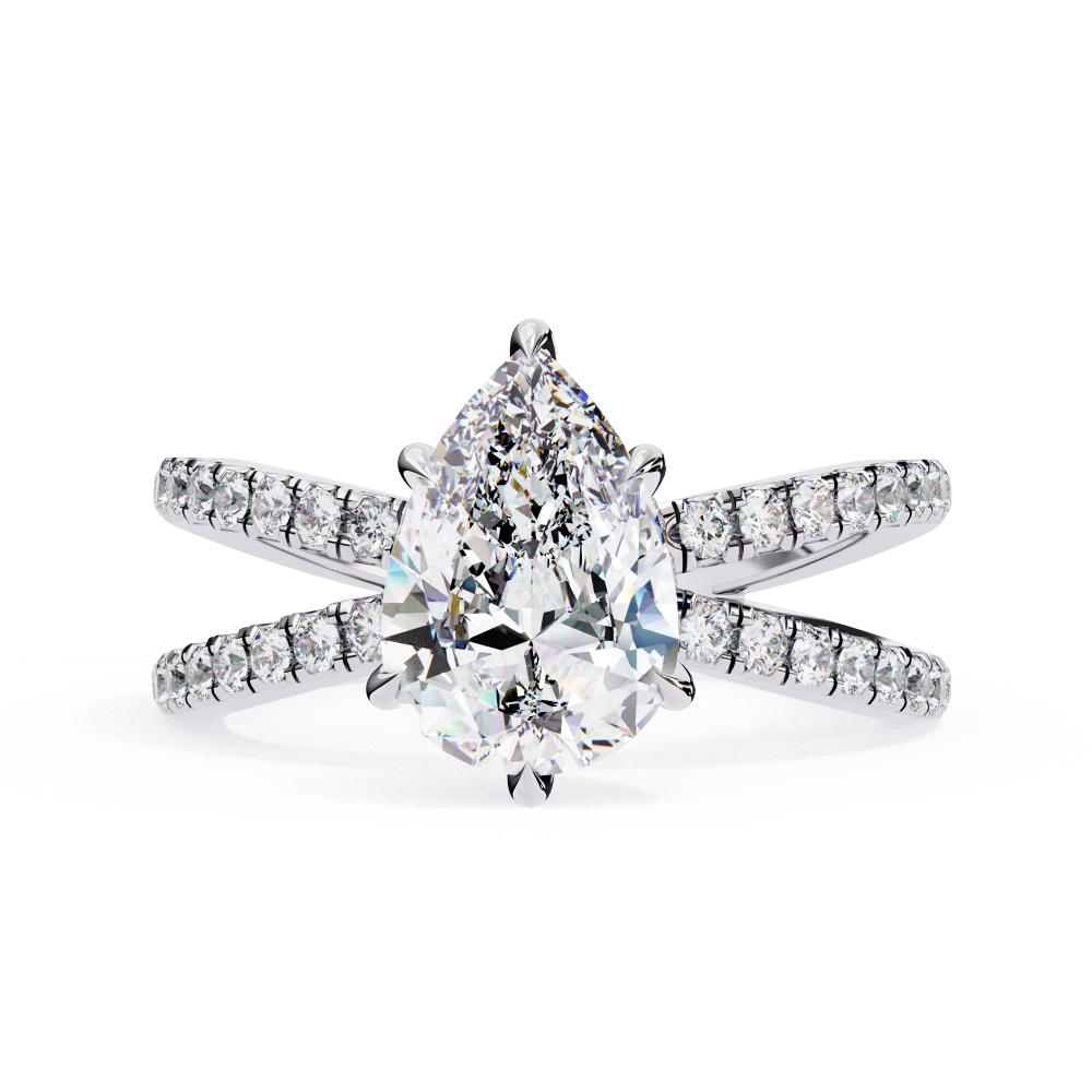 The Tory Pear Hidden Halo With Split Shank Engagement Ring
