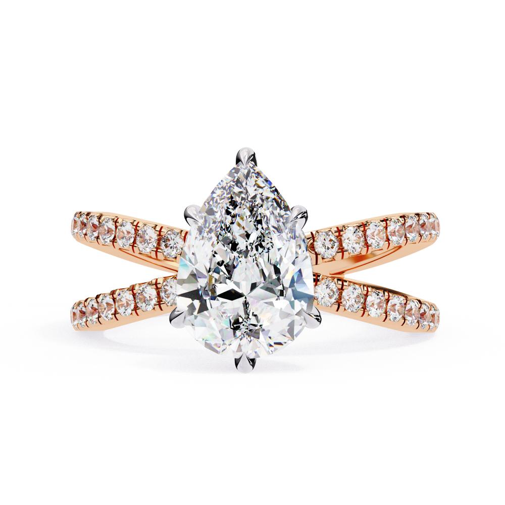 The Tory Pear Hidden Halo With Split Shank Engagement Ring