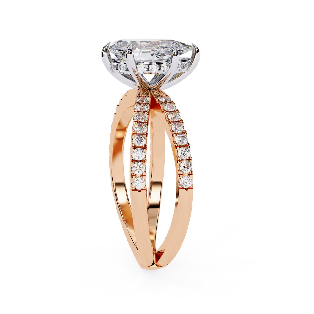 The Tory Pear Hidden Halo With Split Shank Engagement Ring