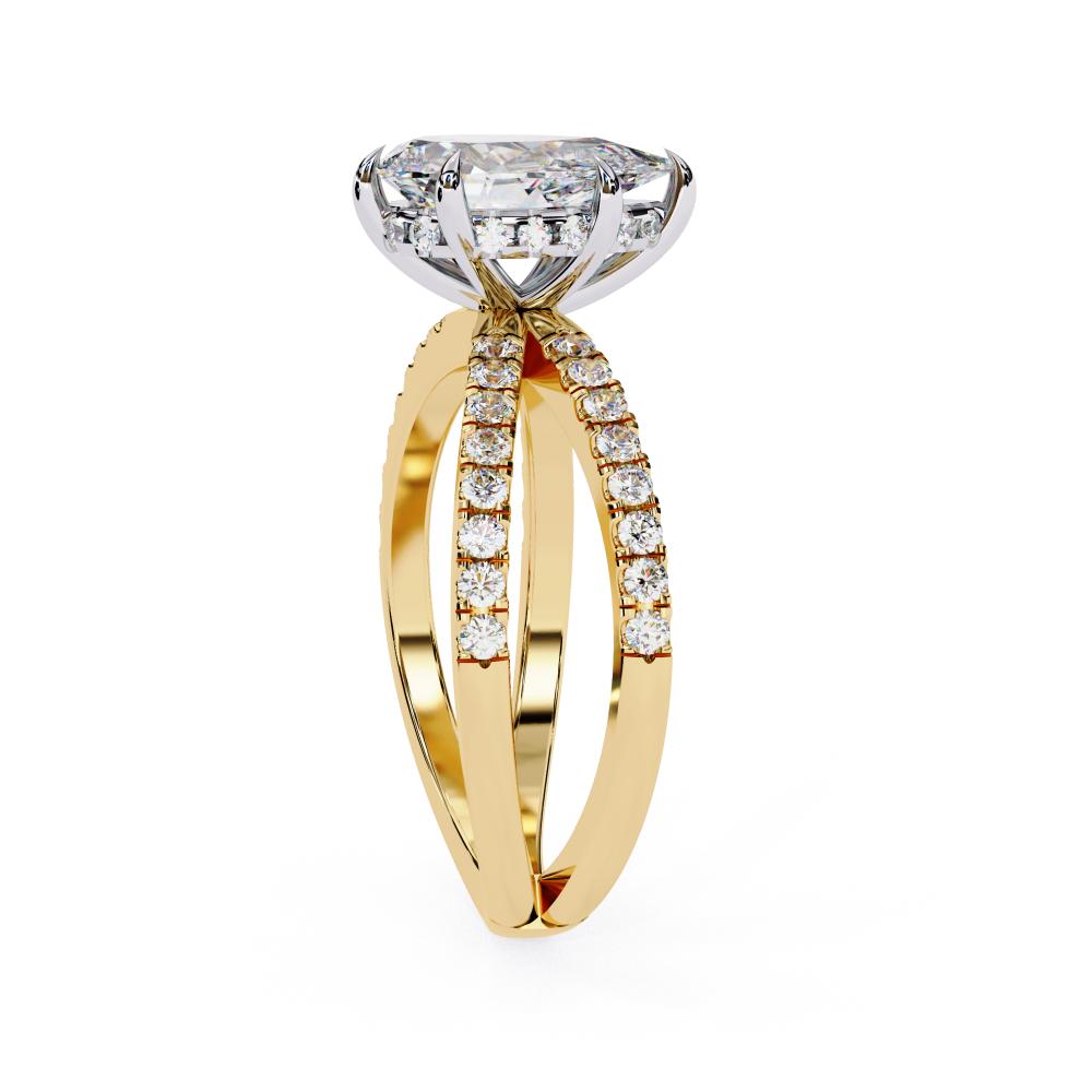 The Tory Pear Hidden Halo With Split Shank Engagement Ring