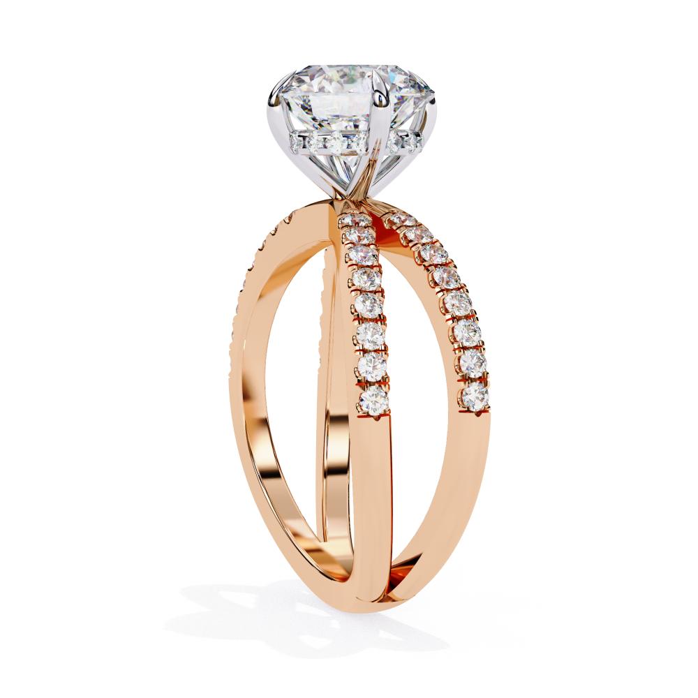 The Tory Round Hidden Halo with Split Shank Engagement Ring