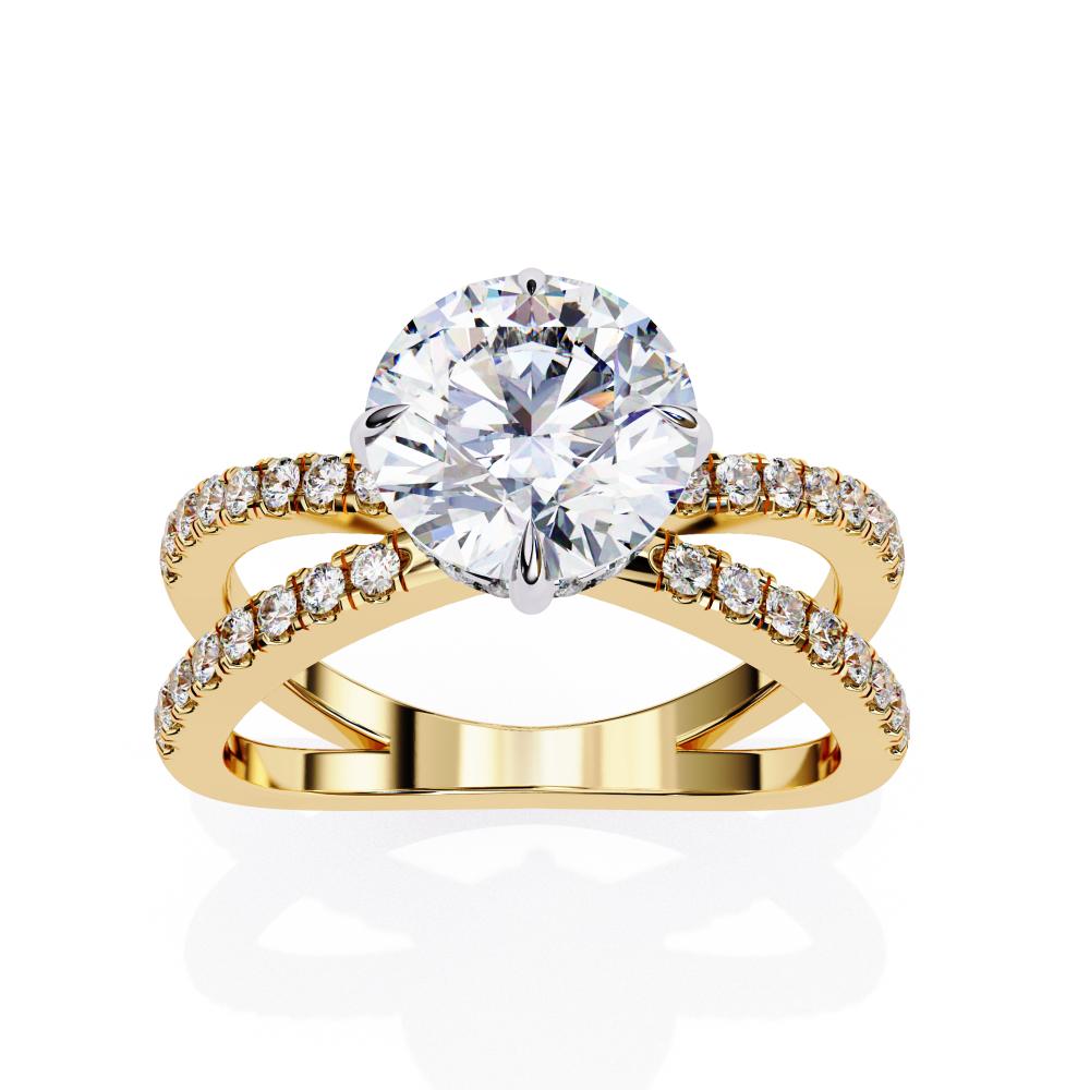 The Tory Round Hidden Halo with Split Shank Engagement Ring