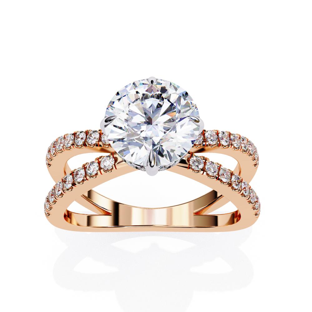 The Tory Round Hidden Halo with Split Shank Engagement Ring