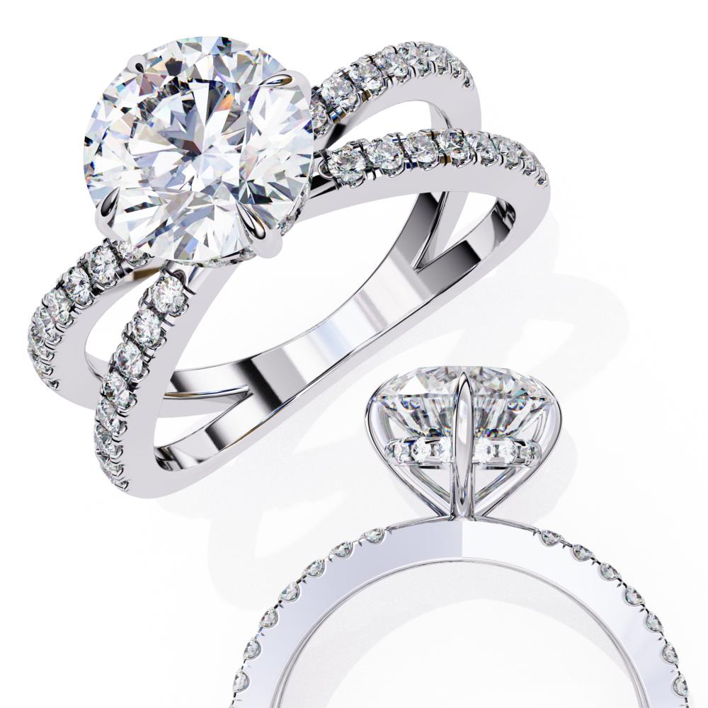 The Tory Round Hidden Halo with Split Shank Engagement Ring