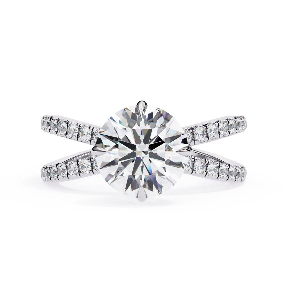 The Tory Round Hidden Halo with Split Shank Engagement Ring