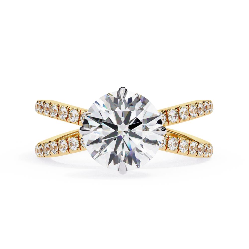 The Tory Round Hidden Halo with Split Shank Engagement Ring