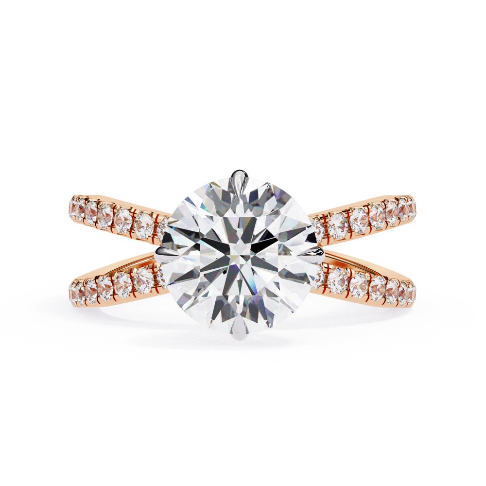 The Tory Round Hidden Halo with Split Shank Engagement Ring