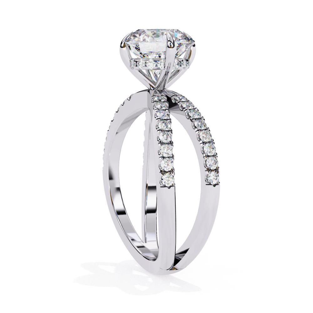 The Tory Round Hidden Halo with Split Shank Engagement Ring