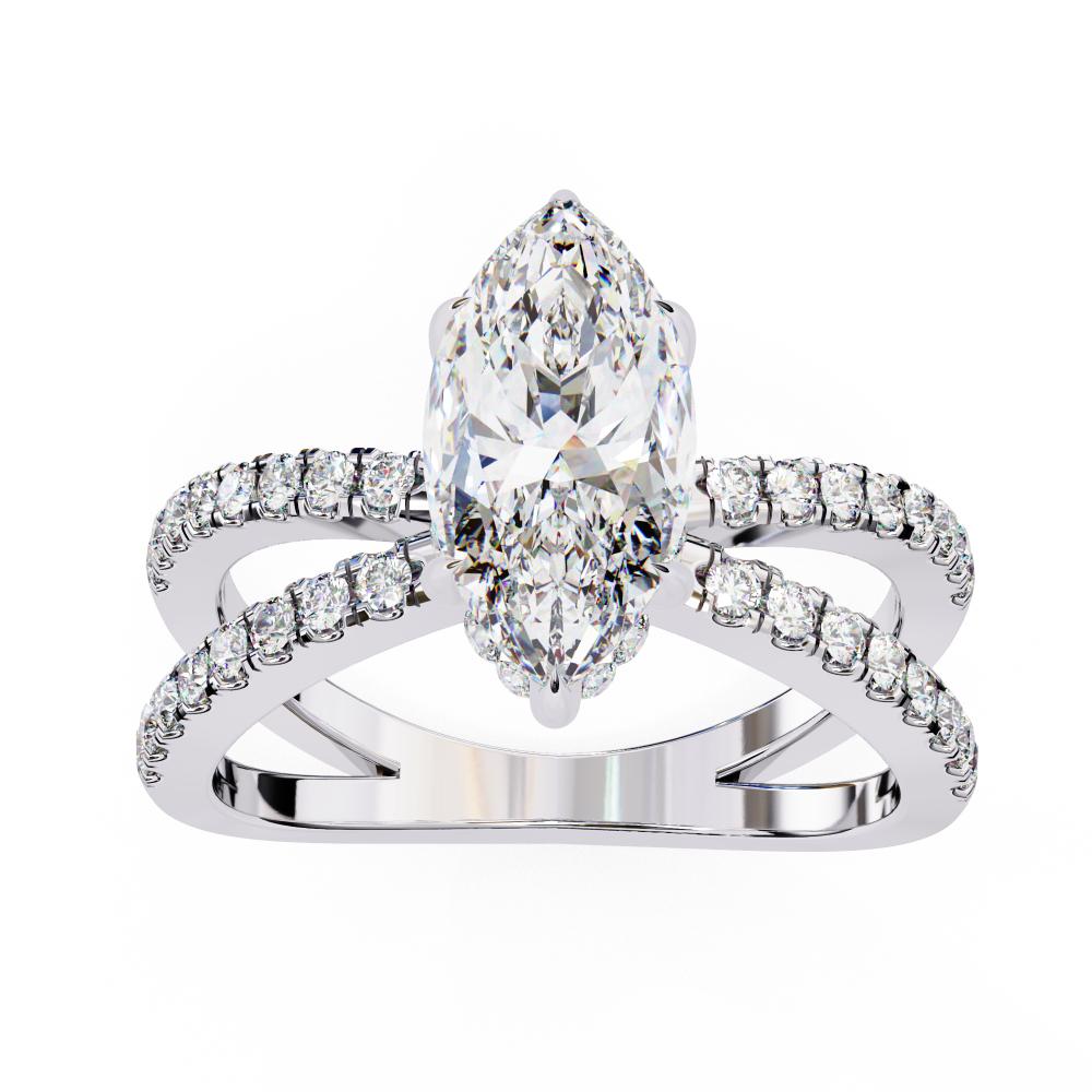 The Tory Marquise Hidden Halo With Split Shank Engagement Ring